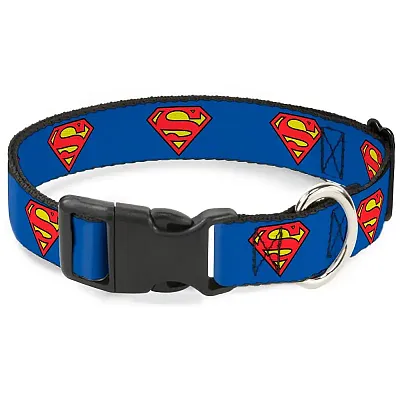 Buckle-Down Buckle-Down Superman Shield Blue Pet Collar - Medium