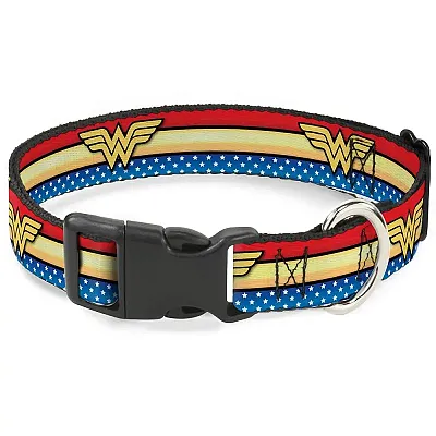 Buckle-Down Buckle-Down Wonder Woman Logo Stripe Pet Collar - Small