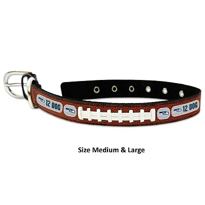 GameWear Seattle Seahawks 12th Dog Leather Football Collar - Med
