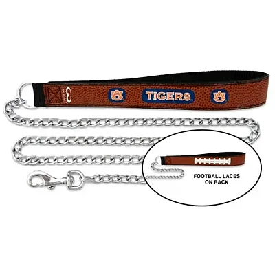 GameWear Auburn Tigers Leather and Chain Leash - Medium