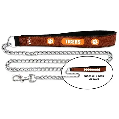 GameWear Clemson Tigers Leather and Chain Leash - Medium