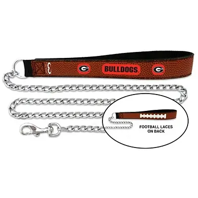 GameWear Georgia Bulldogs Leather and Chain Leash - Medium