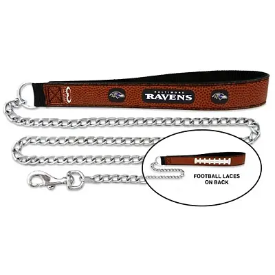 GameWear Baltimore Ravens Football Leather and Chain Leash - Large