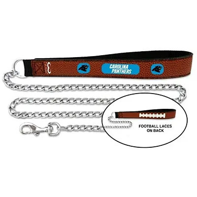 GameWear Carolina Panthers Football Leather and Chain Leash - Med