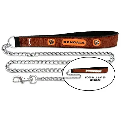 GameWear Cincinnati Bengals Football Leather and Chain Leash - Med