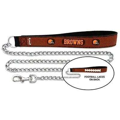 GameWear Cleveland Browns Football Leather and Chain Leash - Large