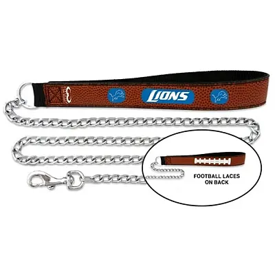 GameWear Detroit Lions Football Leather and Chain Leash - Large