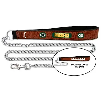 GameWear Green Bay Packers Football Leather and Chain Leash - Med