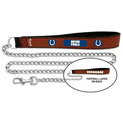GameWear Indianapolis Colts Football Leather and Chain Leash - Large