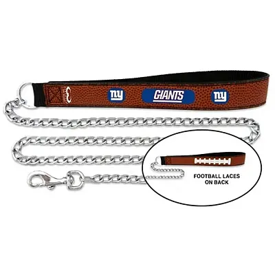 GameWear New York Giants Football Leather and Chain Leash - Large