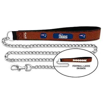 GameWear New England Pats Football Leather and Chain Leash - Med
