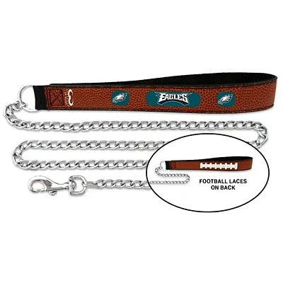 GameWear Philadelphia Eagles Football Leather and Chain Leash - Med