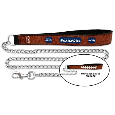 GameWear Seattle Seahawks Football Leather and Chain Leash - Large