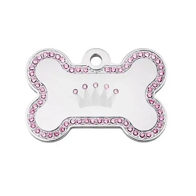 Hillman Group Swarovski Crystal Crown Bone ID Tag - Pink