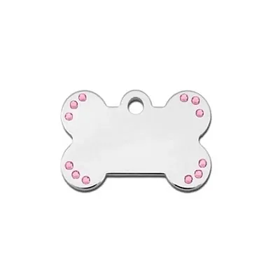 Hillman Group Small Studded Swarovski Crystal Bone ID Tag - Pink