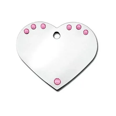 Hillman Group Large Studded Swarovski Crystal Heart ID Tag - Chrome