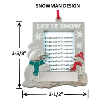 Hillman Group Engraved Picture Frame Ornaments - Snowman
