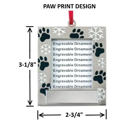 Hillman Group Engraved Picture Frame Ornaments - Pawprint