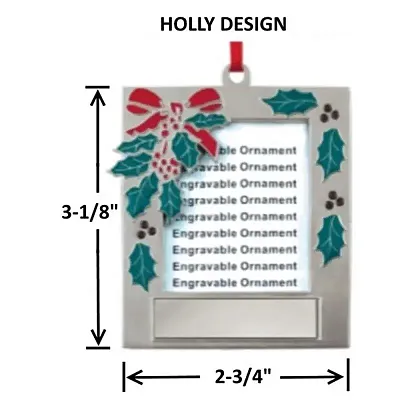 Hillman Group Engraved Picture Frame Ornaments - Holly
