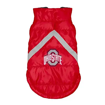 Little Earth Productions Ohio State Buckeyes Pet Puffer Vest - Small