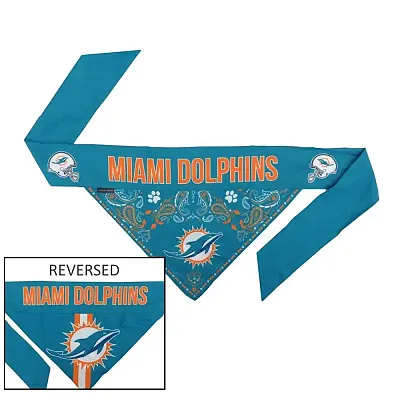 Little Earth Productions Miami Dolphins Pet Reversible Paisley Bandana - Medium