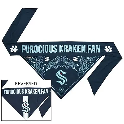 Little Earth Productions Seattle Kraken Pet Reversible Paisley Bandana - Large