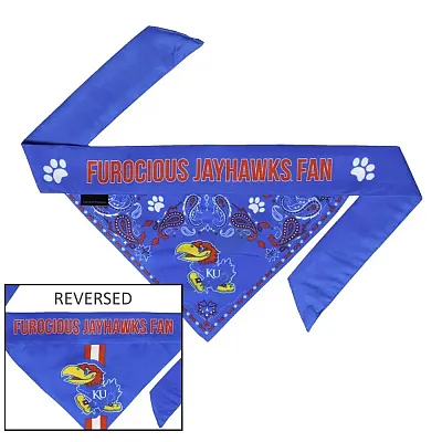Little Earth Productions Kansas Jayhawks Pet Reversible Paisley Bandana - Mediu