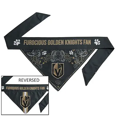 Little Earth Productions Vegas Golden Knights Pet Reversible Paisley Bandana - 