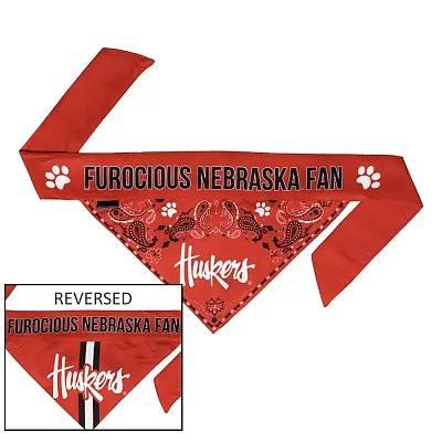 Little Earth Productions Nebraska Huskers Pet Reversible Paisley Bandana - Medi