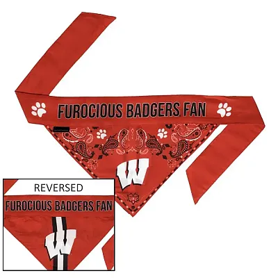 Little Earth Productions Wisconsin Badgers Pet Reversible Paisley Bandana - Med
