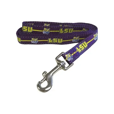Pet Goods Manufacturing LSU Tigers Pet Reflective Nylon Leash - Small-Tiger Hea