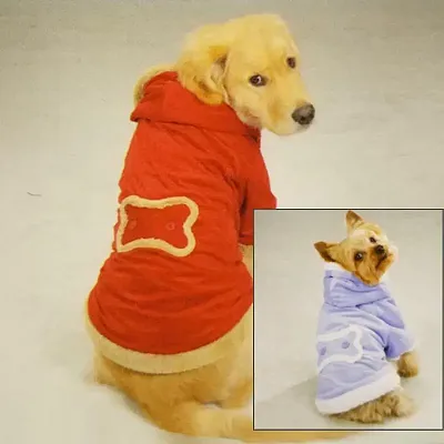 Pet Edge Casual Canine Velour Hooded Pet Jacket - Red-Medium