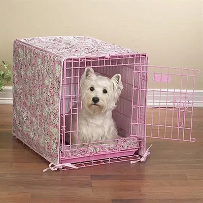 Pet Edge ProSelect 2-Piece Crate Cover and Bed Sets-Blue Stripe-Med