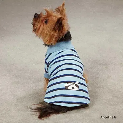 Pet Edge Dog Is Good™ Striped Polo - Large - Angel Falls