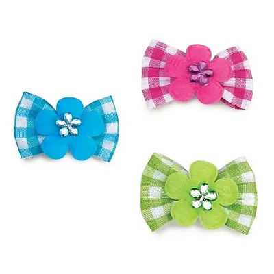 Pet Edge Aria Gingham Dog Bows - Bluebird