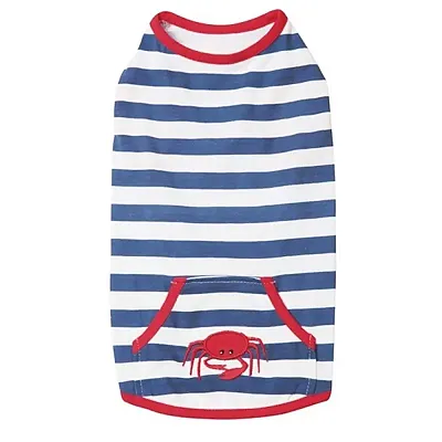 Pet Edge Beachcomber Dog Tank Top - S/M - Nautical Blue