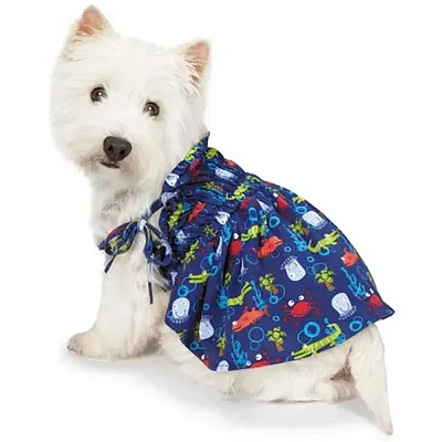 Pet Edge Zack & Zoey Under The Sea Ruched Dress - Small