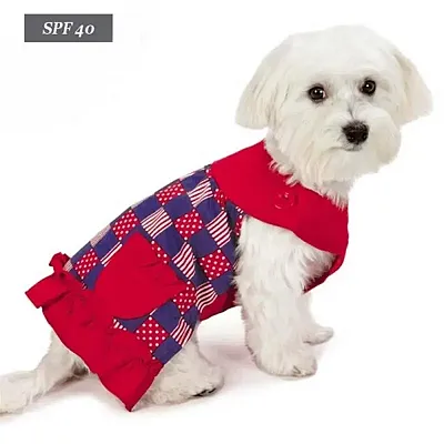 Pet Edge Zack & Zoey Patriotic Pooch Patchwork SPF 40 Dress - Small