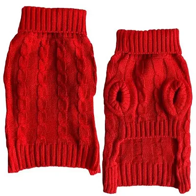 Pet Edge Casual Canine Red Cable Knit Pet Sweater - Small