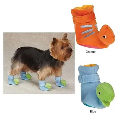 Pet Edge Dino Dog Slippers - Small - Orange