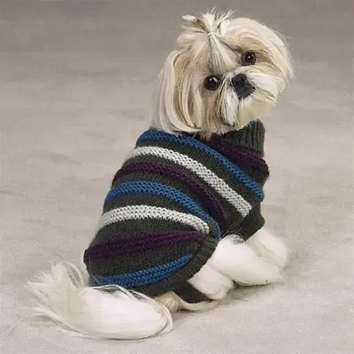 Pet Edge Raised Knit Striped Sweater - XX Small