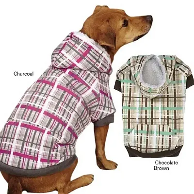 Pet Edge Casual Canine Rad Plaid Pet Hoodie - XXS - Chocolate Brown