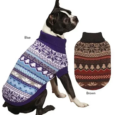 Pet Edge East Side Collection Ski Lodge Pet Sweater - XXS - Brown