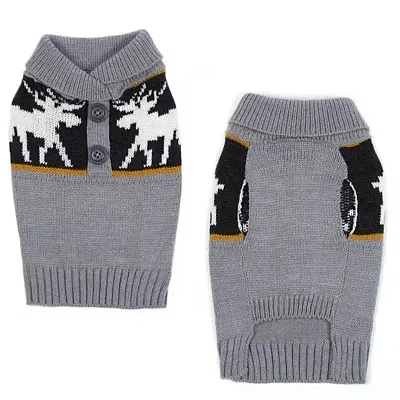 Pet Edge Casual Canine Moose Print Pet Sweater - Large