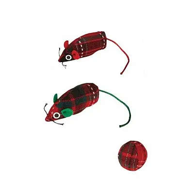 Pet Edge Zanies Yuletide Tartan Cat Toys - Mouse