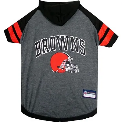 Pets First Cleveland Browns Pet Hoodie T-Shirt - Small