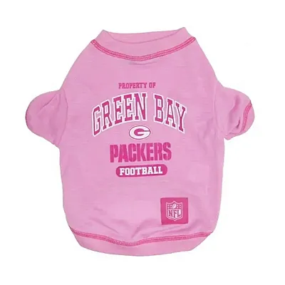 Pets First Green Bay Packers Pink Dog T-Shirt - Medium