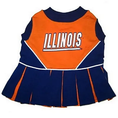 Pets First Illinois Fighting Illini Cheerleader Pet Dress - Small