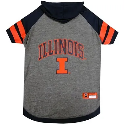 Pets First Illinois Fighting Illini Pet Hoodie T-Shirt - Medium
