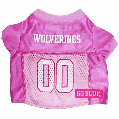 Pets First Michigan Wolverines Pink Dog Jersey - Large